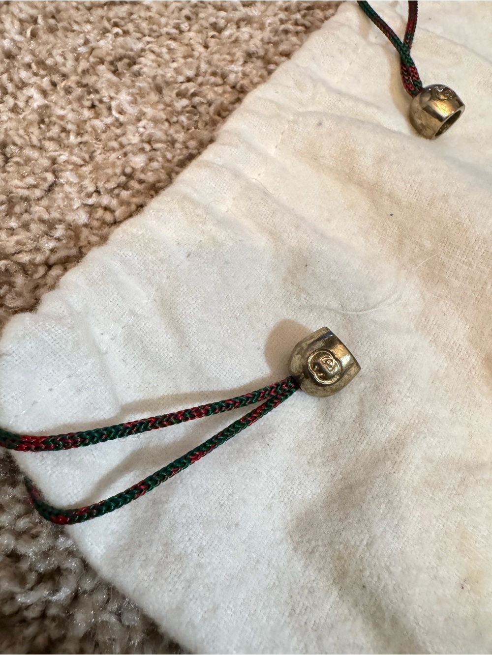 Dust Bags Gucci cream cotton drawstring with red and green stripes - Picture 7 of 7